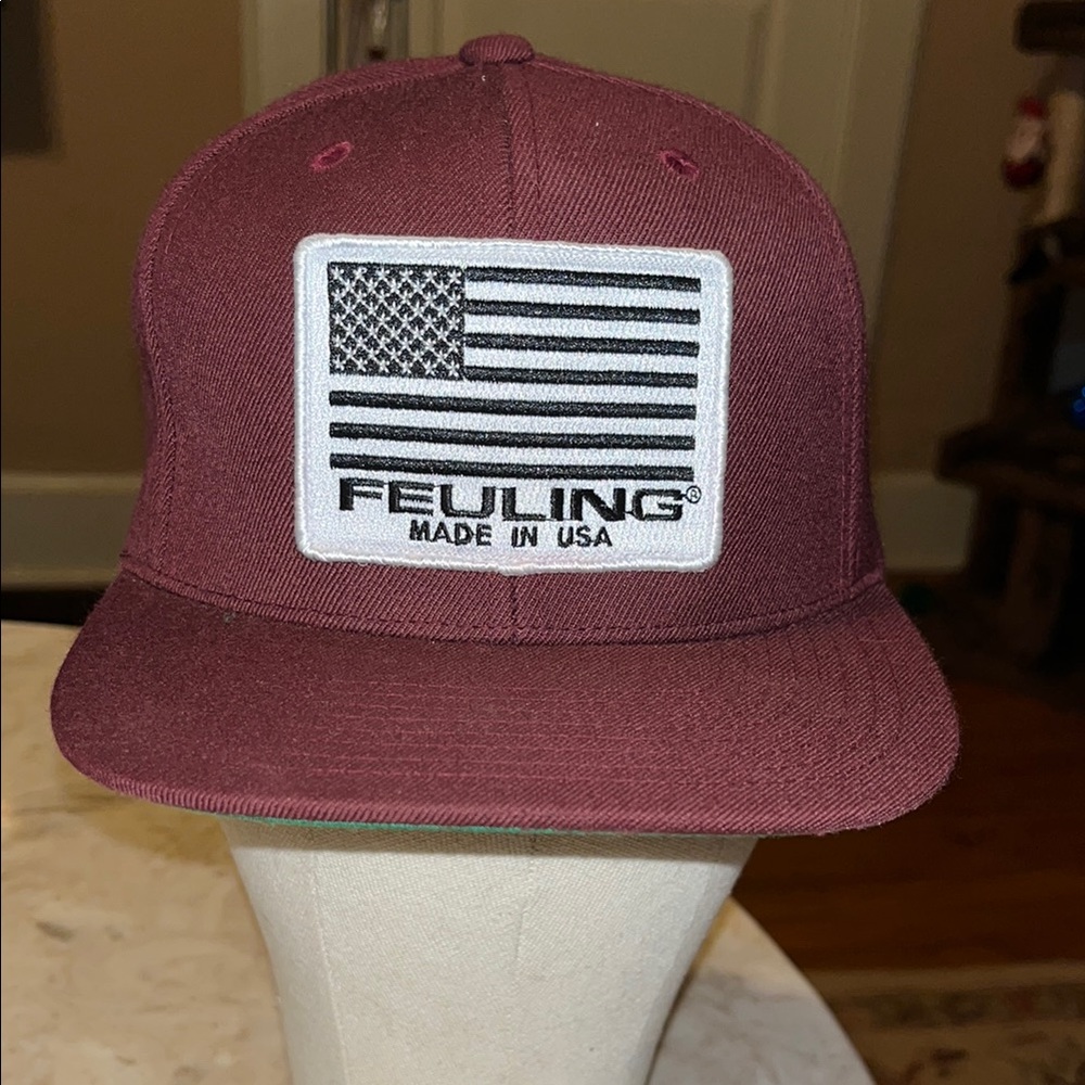Maroon Feuling Cap With Usa Flag Patch - image 1
